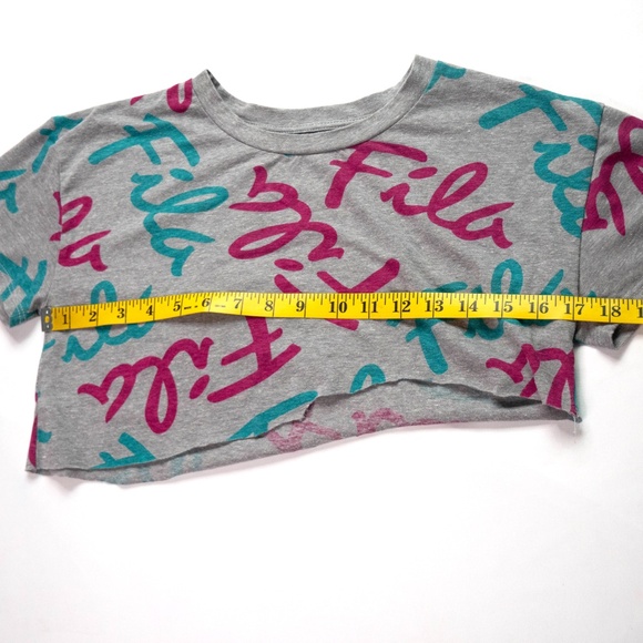 Fila Womens Size Small Big Girls Large (14/16) Grey Multicolored Crop Shirt - Picture 5 of 8